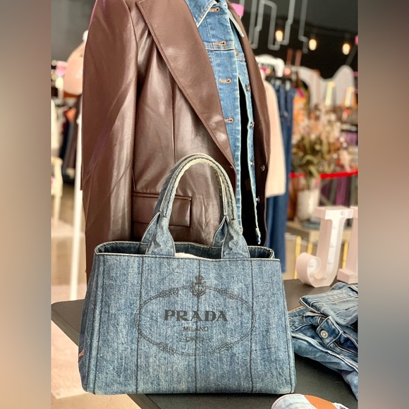 Authentic Prada Canapa denim tote bag with dustbag. - Picture 3 of 17